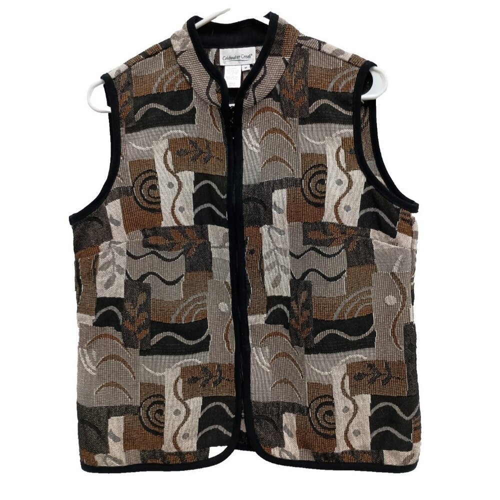 Vintage 90s Coldwater Creek‎ Womens Vest size Medium Multi Tapestry BOHO Hippie